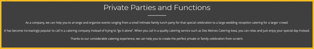 catering private parties